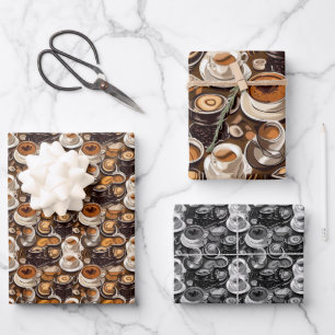 Cappuccino Coffee Oil Paint Pattern Personalized  Wrapping Paper Sheet