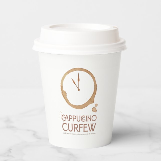 Cappuccino Curfew 11AM – To Go Coffee Cup (Front)