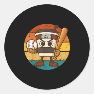 Cappuccino Ino Baseball Cute Italian Brainrot Meme Classic Round Sticker