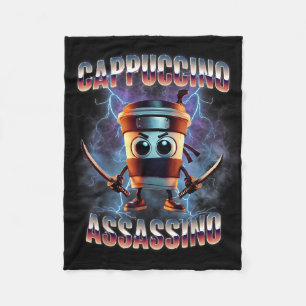 Cappuccino Ino Brainrot Italian Meme  Fleece Blanket