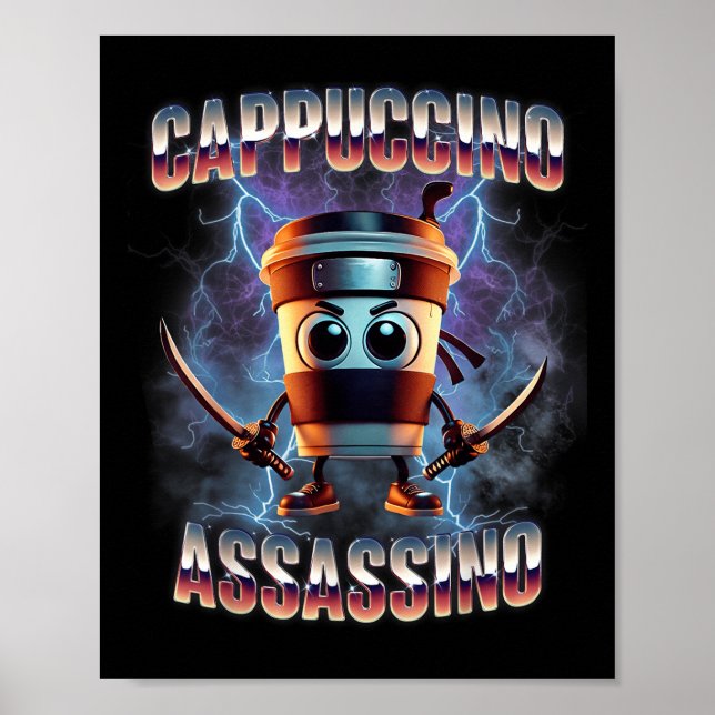 Cappuccino Ino Brainrot Italian Meme  Poster (Front)