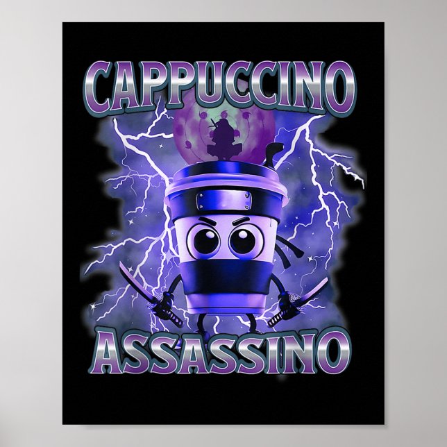 Cappuccino Ino Coffee Lovers Italian Brainrot Meme Poster (Front)