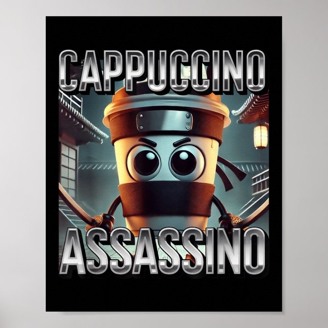 Cappuccino Ino Coffee Lovers Italian Brainrot Meme Poster (Front)