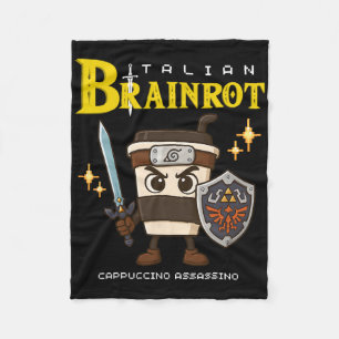 Cappuccino Ino Italian Brainrot Retro Gamer Art De Fleece Blanket