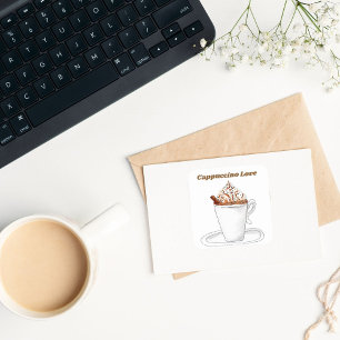 Cappuccino Love Watercolor With Cinnamon Square Sticker