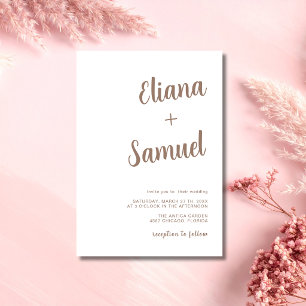 Cappuccino Minimal Modern Calligraphy Wedding Invitation