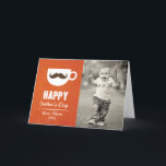 Cappuccino Moustache Photo Father's Day Card<br><div class="desc">Fun and whimsical Father's day card featuring moustache on a cup and an orange textured linen background.</div>