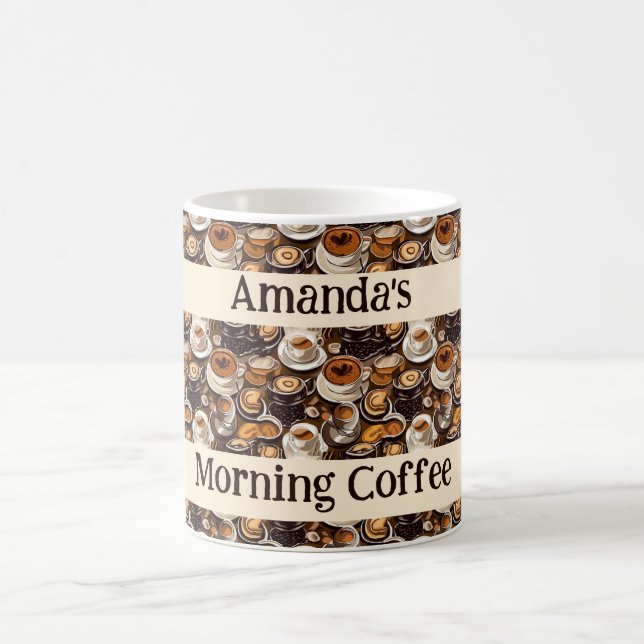 Cappuccino Oil Paint Pattern Personalised  Coffee Mug (Center)