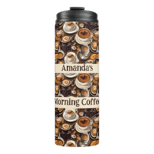 Cappuccino Oil Paint Pattern Personalised Thermal Tumbler