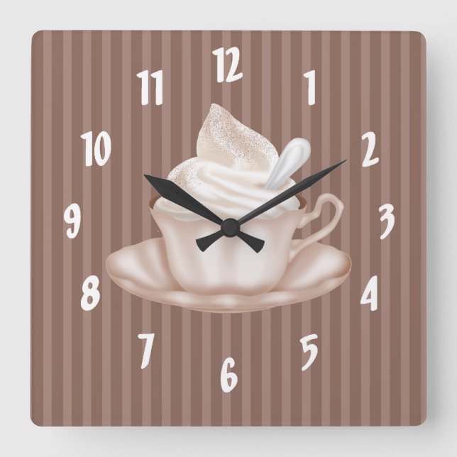 Cappuccino Square Wall Clock (Front)