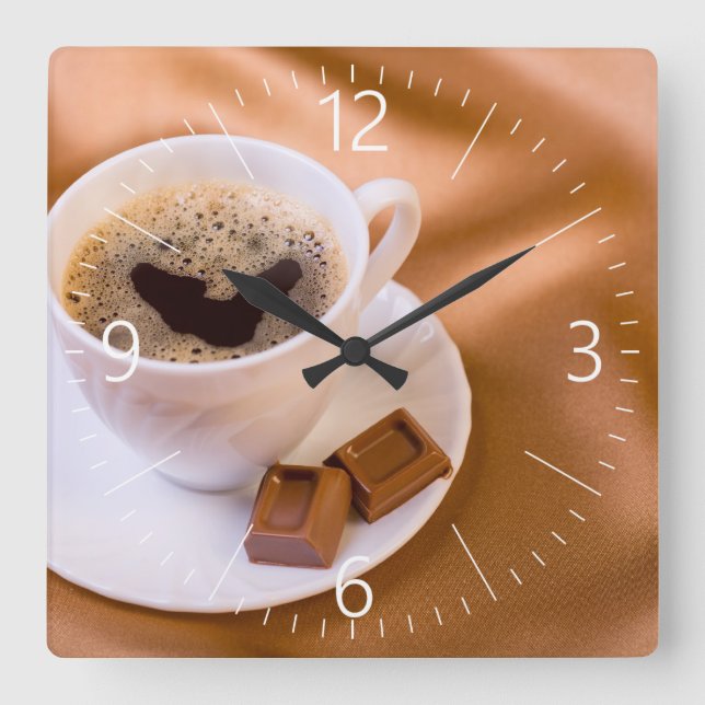 Cappuccino Square Wall Clock (Front)