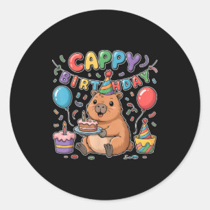 Cappy Birthday Capybara Lovers Girl Boy Happy Birt Classic Round Sticker