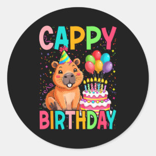 Cappy Birthday Capybara Lovers Girl Boy Happy Part Classic Round Sticker