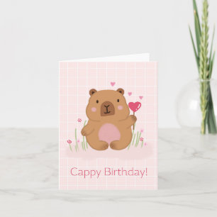 Cappy Birthday Cute Capybara Pun Birthday Greeting Card