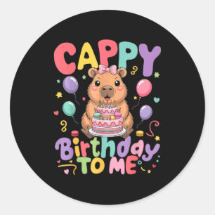 Cappy Birthday To Me Cute Capy Capybara Birthday G Classic Round Sticker