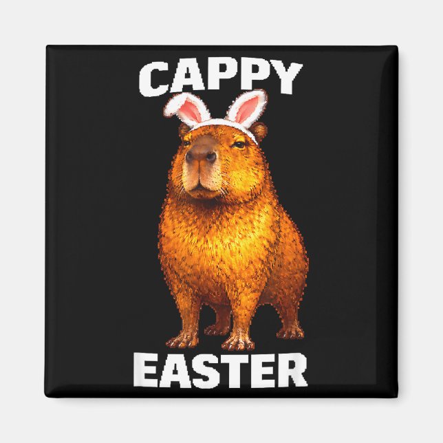 Cappy easter funny capybara bunny ears animal meme magnet (Front)