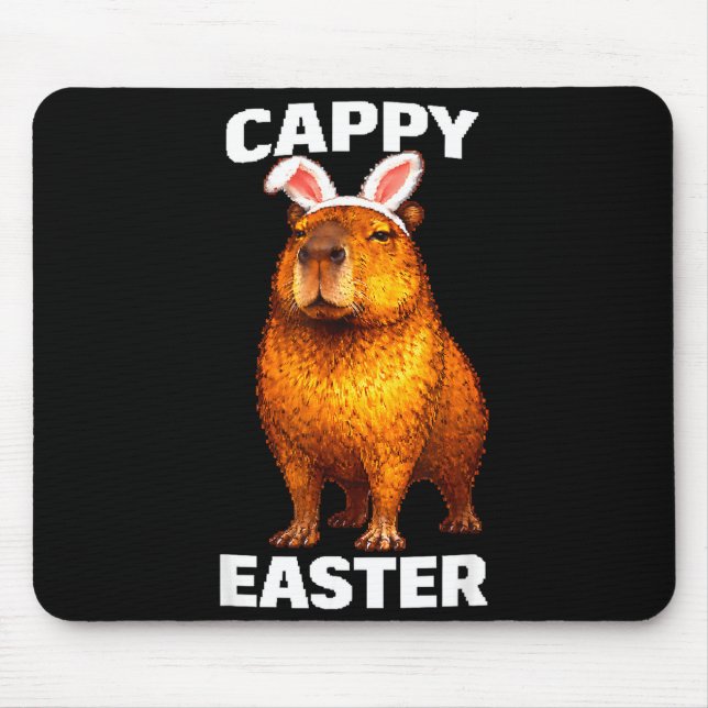 Cappy easter funny capybara bunny ears animal meme mouse pad (Front)