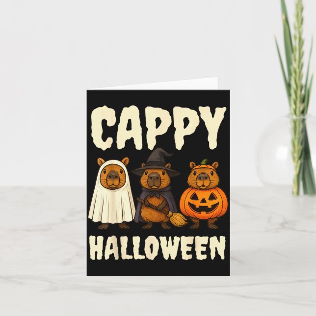 Cappy Halloween Funny Capybara Ghost Witch Pumpkin Card (Front)