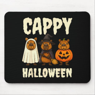 Cappy Halloween Funny Capybara Ghost Witch Pumpkin Mouse Pad