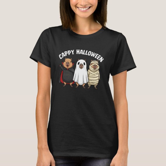 Cappy Halloween Funny Capybara Vampire Ghost Mummy T-Shirt (Front)
