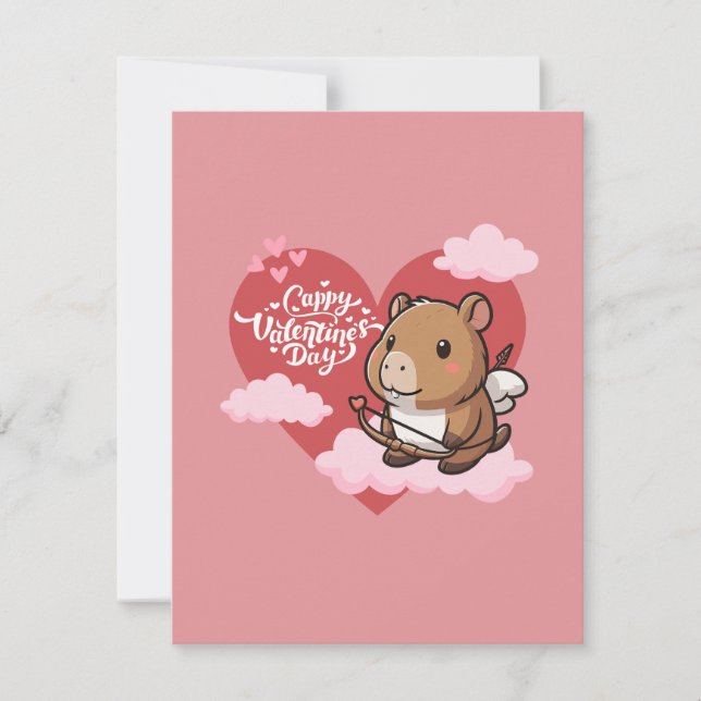 Cappy Valentine’s Day | Cute Capybara Cupid Card (Front)