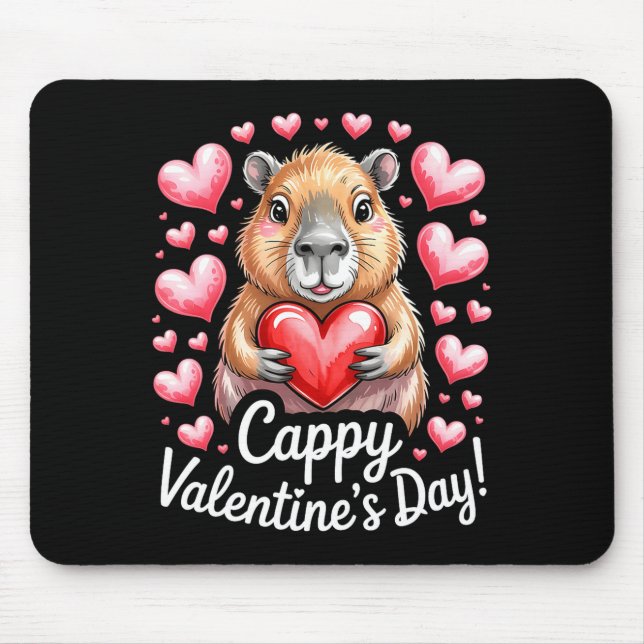 Cappy Valentine’s Day Cute Capybara Heart Design P Mouse Pad (Front)