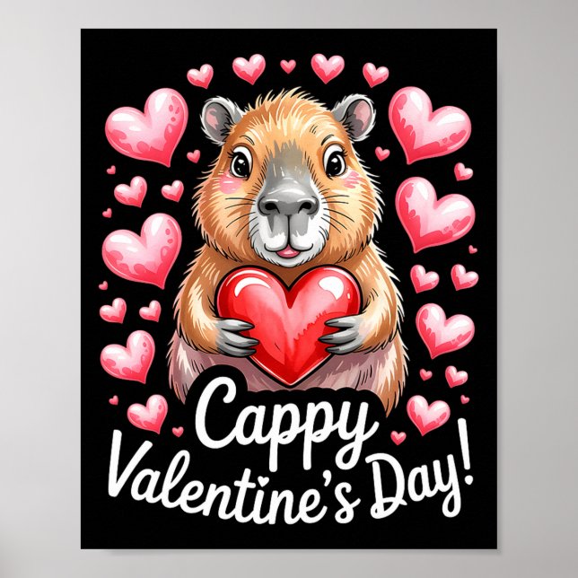 Cappy Valentine’s Day Cute Capybara Heart Design P Poster (Front)