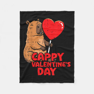 Cappy Valentines Day Capybara Cute Rodent Women Me Fleece Blanket