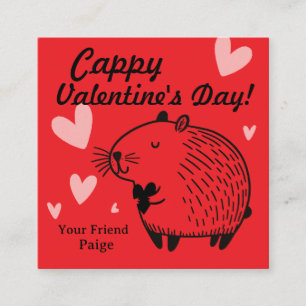 Cappy Valentine's Day   Capybara Valentine  Enclosure Card