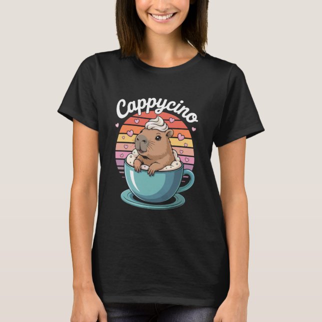 Cappycino Capybara in Coffee Cup T-Shirt (Front)