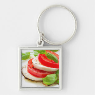 Caprese Salad. Tomato and Mozzarella slices Key Ring