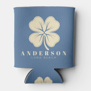 Capri Blue Four Leaf Clover with Name Can Cooler