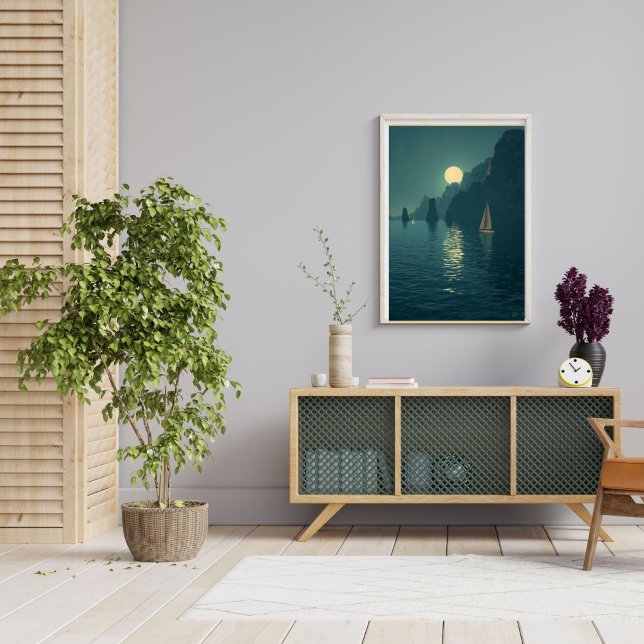 Capri by Moonlight – Vintage Mediterranean Night  Poster (Creator Uploaded)