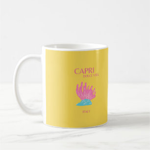 Capri Dolce Vita, Travel Art, Yellow Coffee Mug