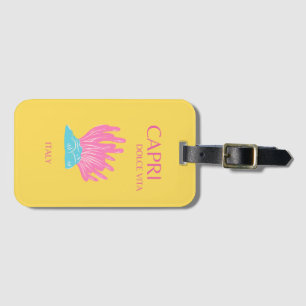 Capri Dolce Vita, Travel Art, Yellow Luggage Tag
