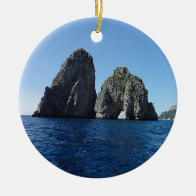Capri Faraglion Rocks Italy Ceramic Tree Decoration (Front)