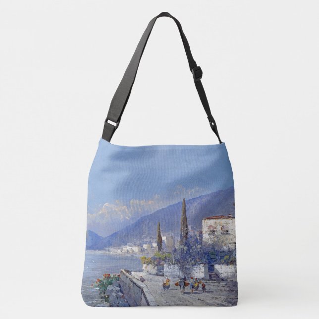 Capri Island Coast Italy Flowers Ocean Tote Bag (Back)