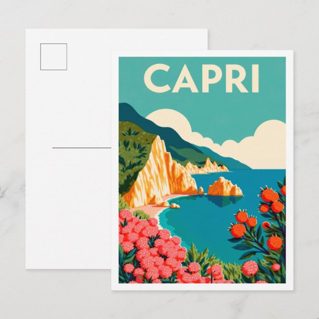 Capri Italy Art vintage Travel Postcard (Front/Back)