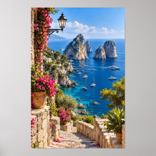 Capri Italy Faraglioni Rocks Mediterranean Wall Ar Poster