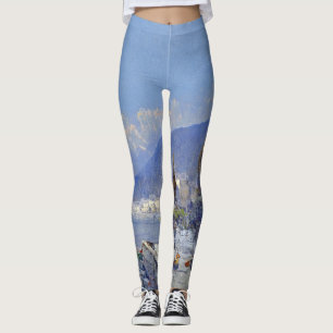 Capri Italy Flowers Ocean All Over Print Leggings