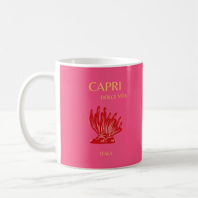 Capri, Italy, Pink Coffee Mug (Left)
