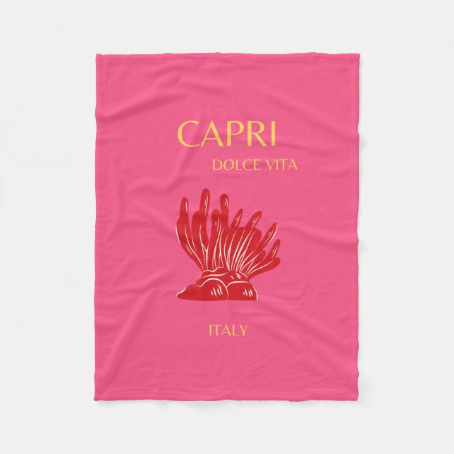 Capri, Italy, Pink Fleece Blanket (Front)