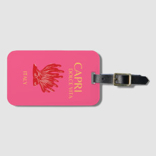 Capri, Italy, Pink Luggage Tag