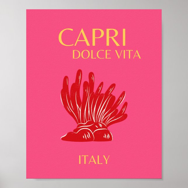 Capri, Italy, Pink Poster (Front)