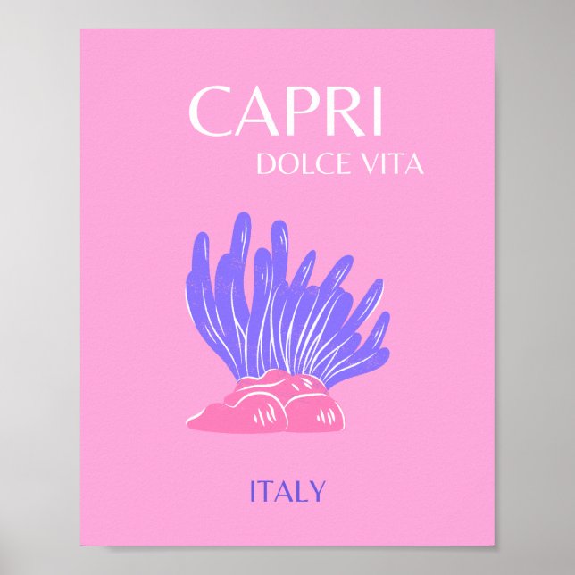 Capri, Italy, Preppy, Pink Poster (Front)