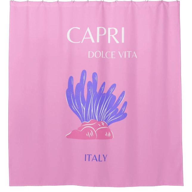 Capri, Italy, Preppy, Pink Shower Curtain (Front)