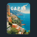 Capri Italy Travel Art Vintage Magnet<br><div class="desc">Capri retro vector travel design. Capri,  an island in Italy’s Bay of Naples,  is famed for its rugged landscape.</div>
