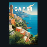 Capri Italy Travel Art Vintage Poster<br><div class="desc">Capri retro vector travel design. Capri,  an island in Italy’s Bay of Naples,  is famed for its rugged landscape.</div>