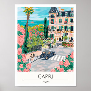 Capri Italy Vintage Art Illustration Travel Poster