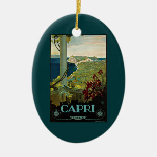 Capri, Italy, Vintage Travel Poster Art Italia Ceramic Tree Decoration